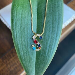 Beautiful stone initials necklace